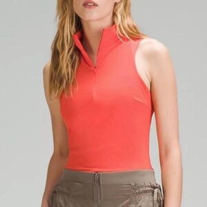 LULULEMON ORANGE TIGHT-FIT LINED ZIP TANK🧡